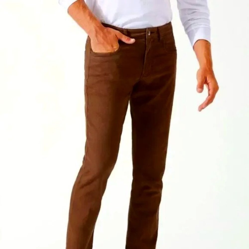 Tommy Bahama Jeans Chino Straight 5-Pocket Brown Burgundy Brushed Cotton Size 36